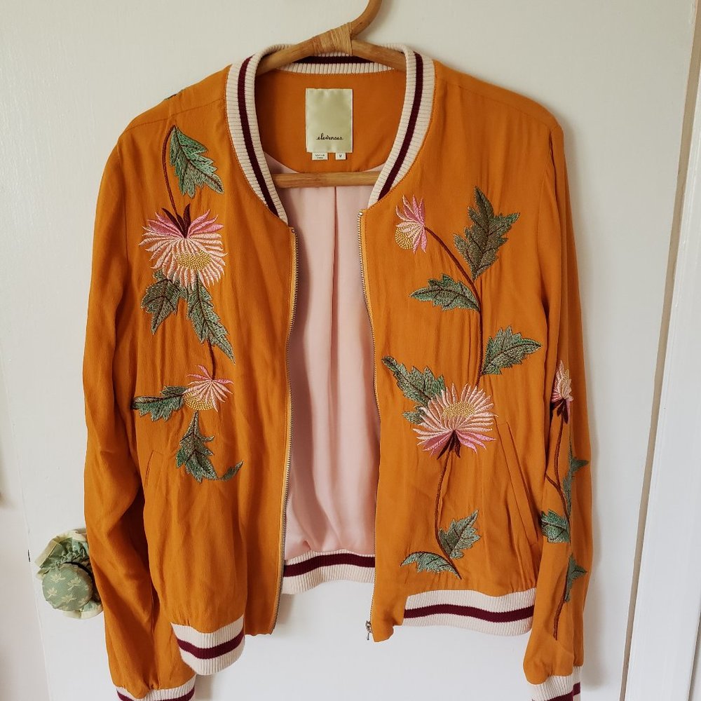 COPY - Anthropologie Elevenses Embroidered Bomber Jacket